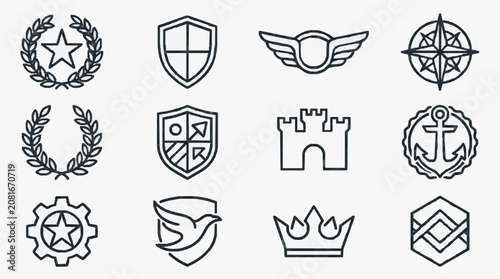 Creative Black and White Icons Set of 12 Distinct Symbols for Logos Branding and Design Projects