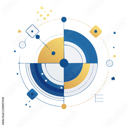 Abstract circular diagram with geometric elements