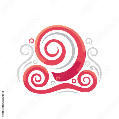 Abstract red and gray spiral swirls vector design