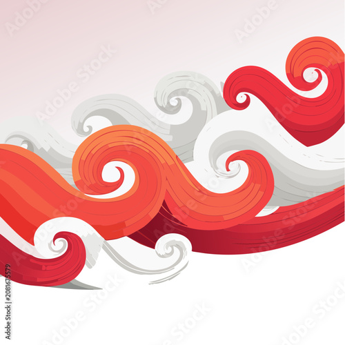 Abstract Red and Orange Wave and Spiral Vector Pattern