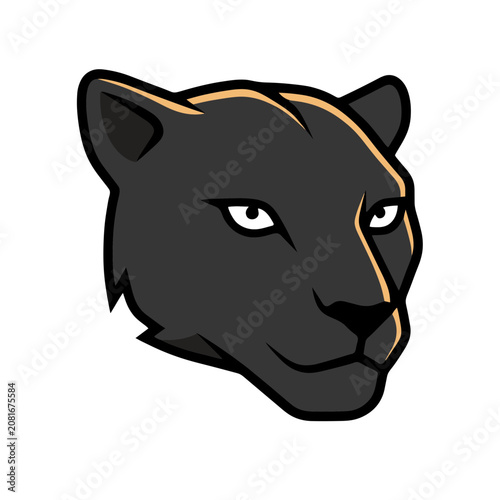 Black panther head flat vector illustration