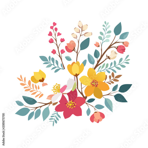 Colorful flat illustration of a flower bouquet