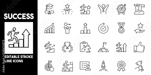 Foto Success icon set in outline style
