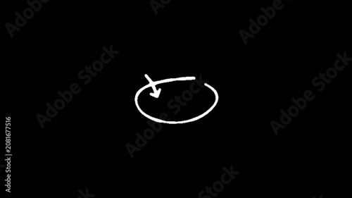 Circle, doodle, scribble, a white circular arrow on a black background, indicating a refresh or reload action in a simple and minimalist style
