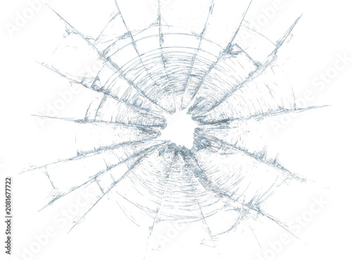 Foto Realistic broken glass screen crack overlay PNG on transparent background