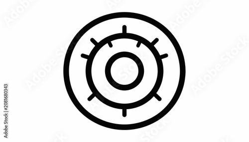 Black and white gear wheel icon.