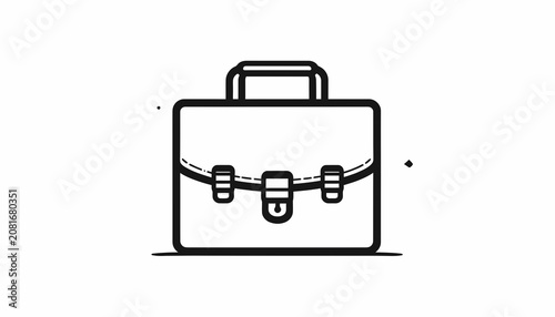 Simple line art briefcase icon design.