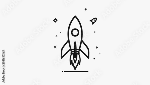 Rocket Ship Launching Into Space.