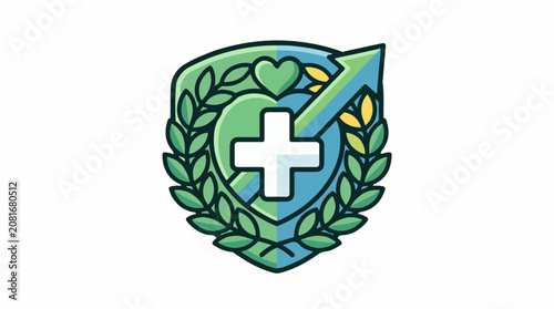 Crest with medical cross heart and upward arrow