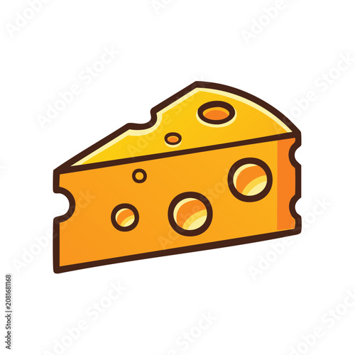 Flat illustration of a cheese slice with holes