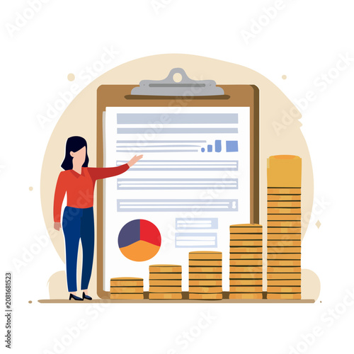 Businesswoman presenting financial charts and growth