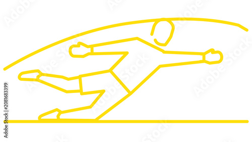 Clean flat vector line icon depicting a goalkeeper save near the goal, ideal for sports statistics, match recaps, coaching boards, or soccer app controls.