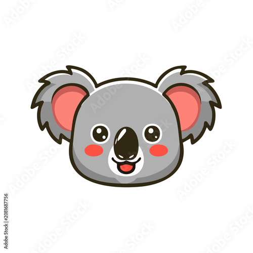 Cute cartoon koala face vector illustration