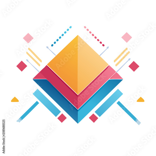 Colorful Geometric Pyramid Vector Illustration
