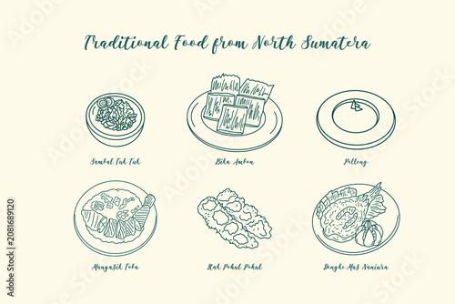 Billede på lærred Traditional Indonesian Food Vector Illustration