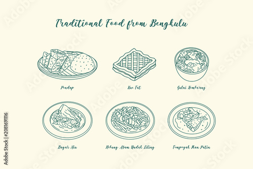 Fotografi Traditional Indonesian Food Vector Illustration