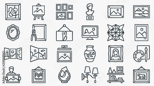 Minimalist Black and White Line Art Icons Set Featuring Various Artistic and Creative Elements with high quality professional line art symbols for modern creative design and digital branding projects