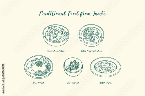 Photography Traditional Indonesian Food Vector Illustration