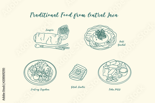 Bilde på lerret Traditional Indonesian Food Vector Illustration