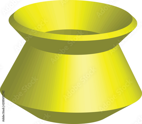 3D Yellow Traditional Indian Pot Isolated