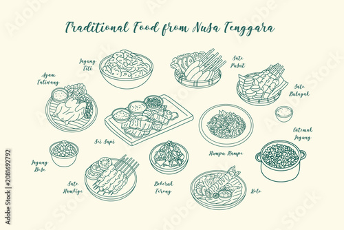 Valokuva Traditional Indonesian Food Vector Illustration