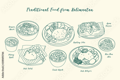 Canvas-taulu Traditional Indonesian Food Vector Illustration