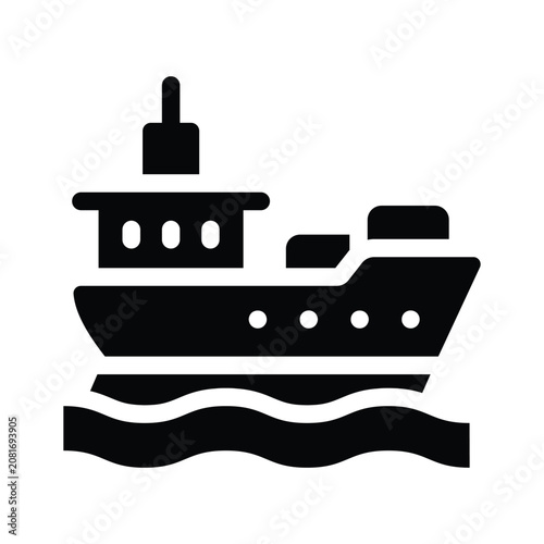 Premium  glyph icon of cargo ship for marine logistics transportation.