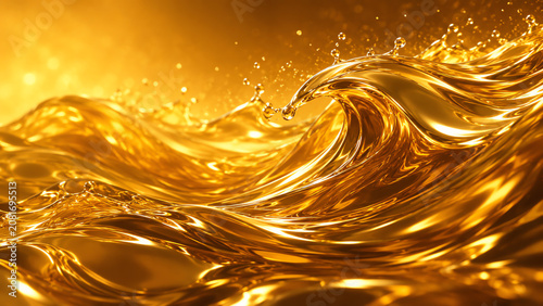 Golden waves shimmer under light, capturing the beauty of water in motion. A serene and captivating display of nature's elegance.