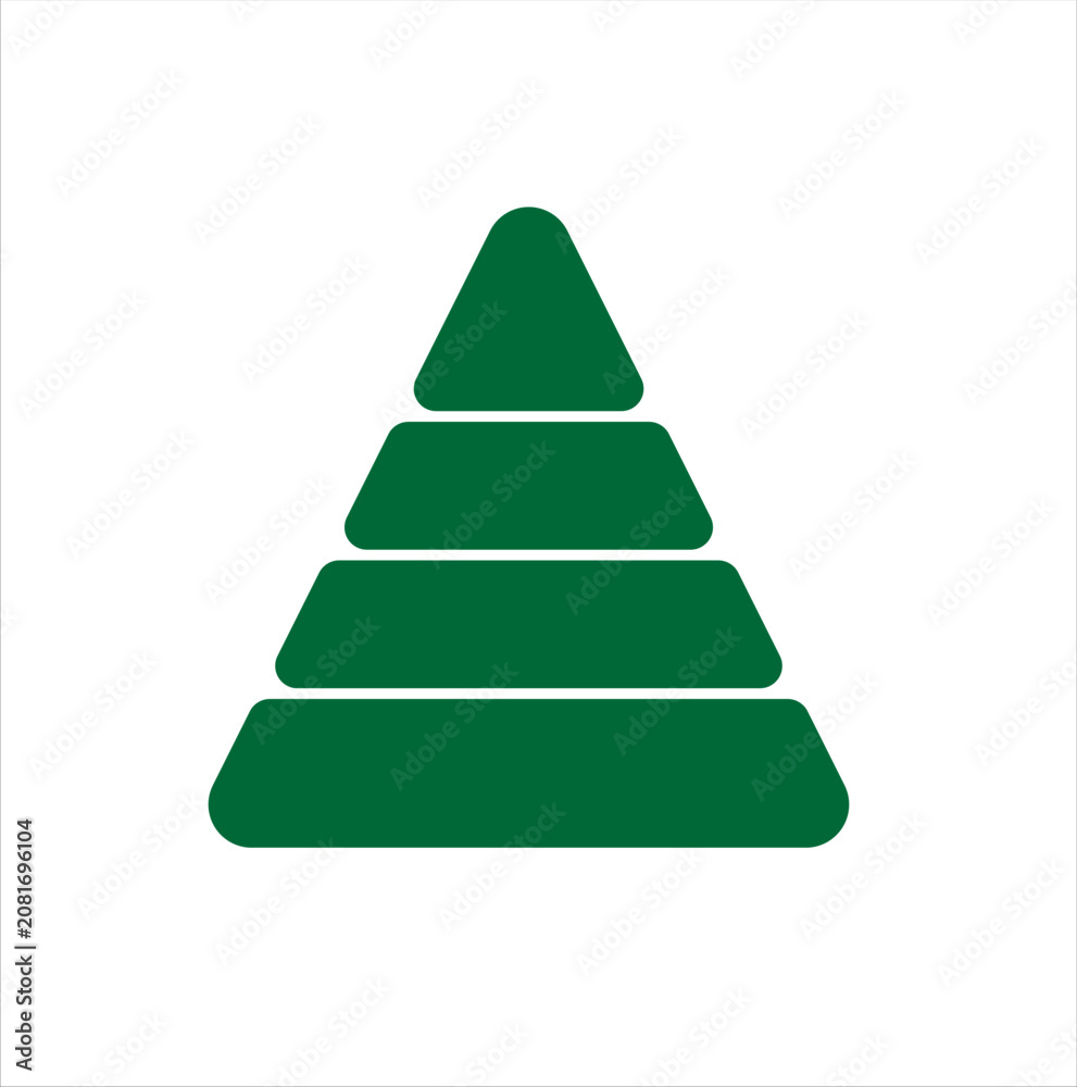 Fototapeta premium Green Pyramid Hierarchy Icon for Business Structure, Data Organization and Strategy
