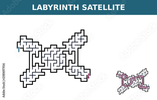 Labyrinth satellite graphic with intricate maze design  