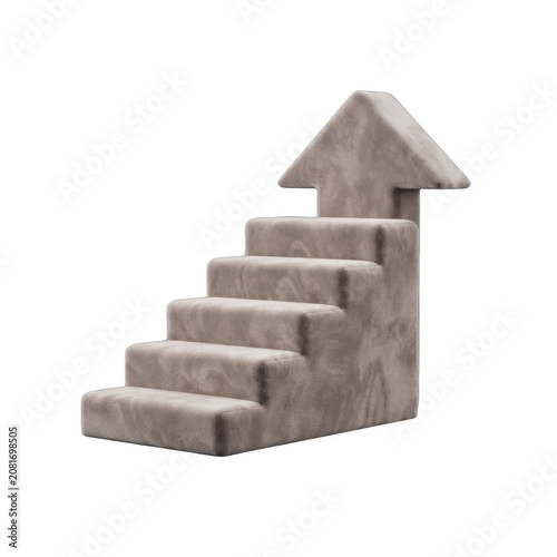 Staircase shaped like an upward arrow for business success