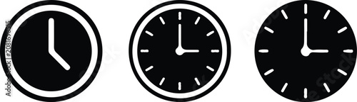 Photos clock time three icon silhouette vector eps 10