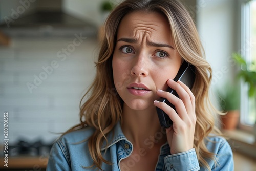  on the woman's concerned expression as she waits for the plumber to arrive.