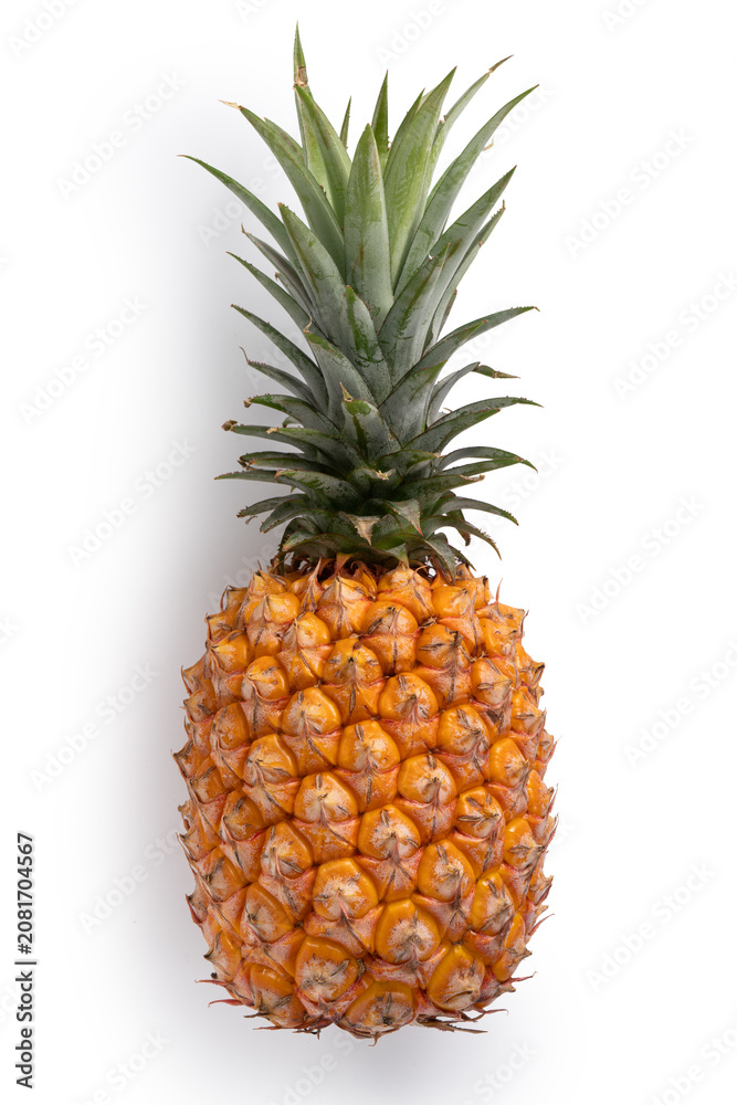 Fototapeta premium Fresh cut pineapple fruit isolated on white background with clipping path.