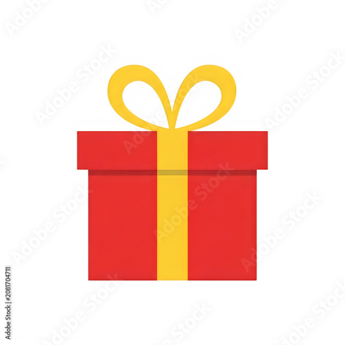 Red gift box with yellow ribbon bow