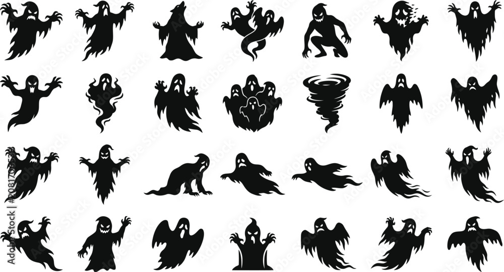 Fototapeta premium Halloween ghost silhouettes for spooky decorations on oct 31