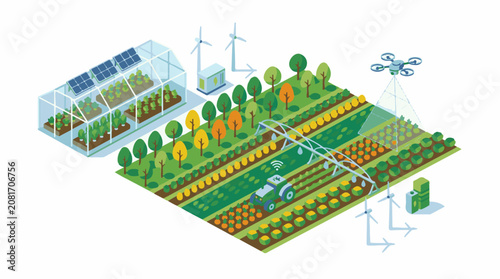 Modern Agricultural Drone Monitoring Farm Fields.