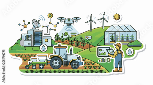 Modern Agriculture Technology Illustration Concept.