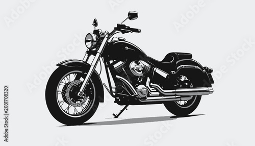 Black Motorcycle with Chrome Accents.
