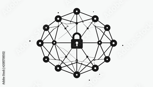 Padlock Secured Network Connection Safety.