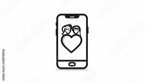 Black and white mobile phone icon.