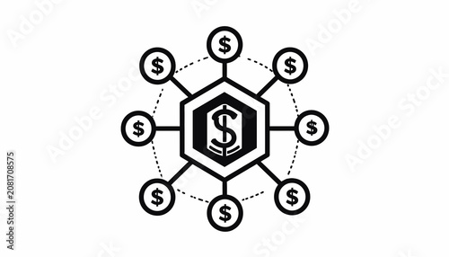 Dollar sign in hexagon shape.