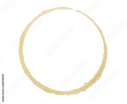 Brown coffee cup stain ring mark on transparent background, ideal for adding a realistic touch to designs