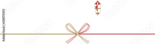 Schilderij op canvas Gold and Red Mizuhiki Bow – Japanese Noshi Paper Template