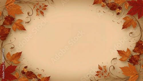 Fall Leaves Surround a Blank Space for Writing or Drawings
