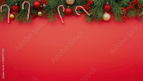 Decorations for a Holiday Celebration With Red Background and Festive Items