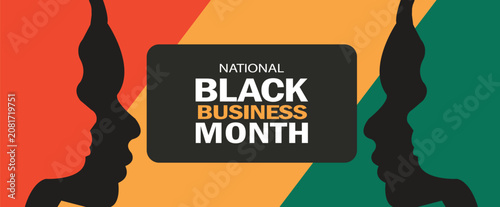 Bild auf Leinwand National black business month vector illustration with colorful profile silhouet