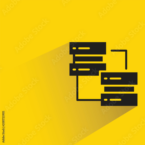 Cuadro en lienzo linking server icon with shadow on yellow background