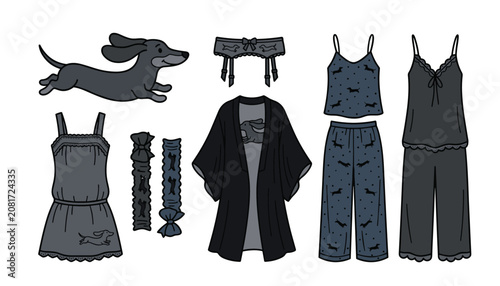 Fotografija Womens nightwear apparel and loungewear set vector illustration