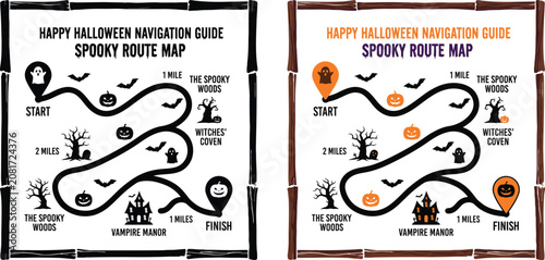 Valokuva Happy halloween navigation guide spooky route map for kids and adults